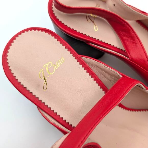 J. Crew Leather Slingback Pumps Almond Toe Women's Bright Cerise Size US8 EU39 - Picture 9 of 10
